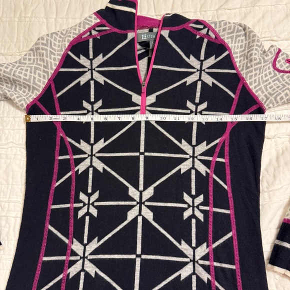 Title Nine Merino Wool Blend Half Zip Sweater Black White Gray Purple Small - Picture 6 of 7
